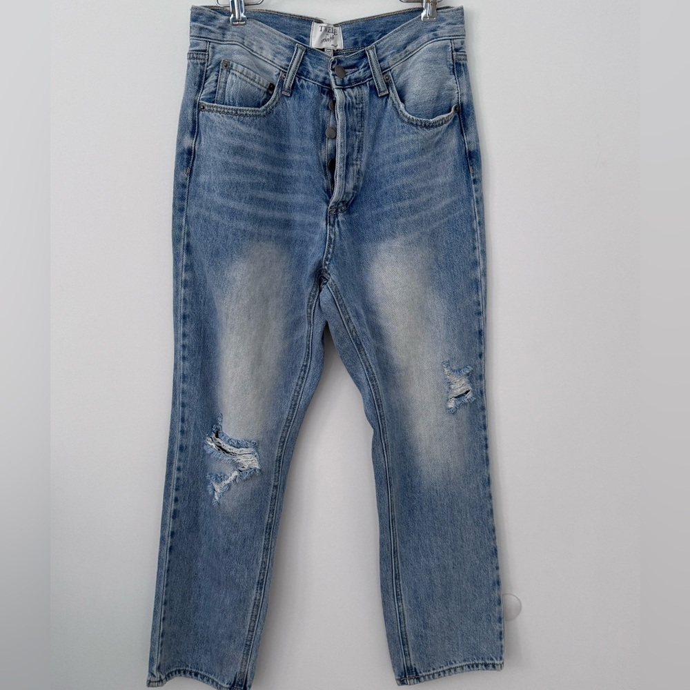 Twelve by Ontwelfth Jeans Size 27 Light Wash Distressed Denim Button Fly